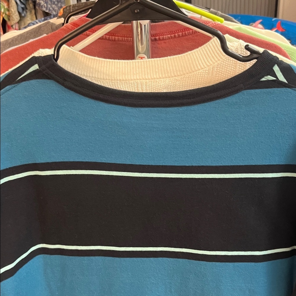 Quiksilver Blue Short Sleeve Tee Vibrant Stripes - Picture 6 of 6